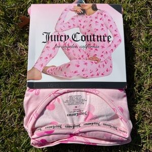 Juicy Couture Pink Heart Print seamless long sleeve top&leggings Lounge Set M
